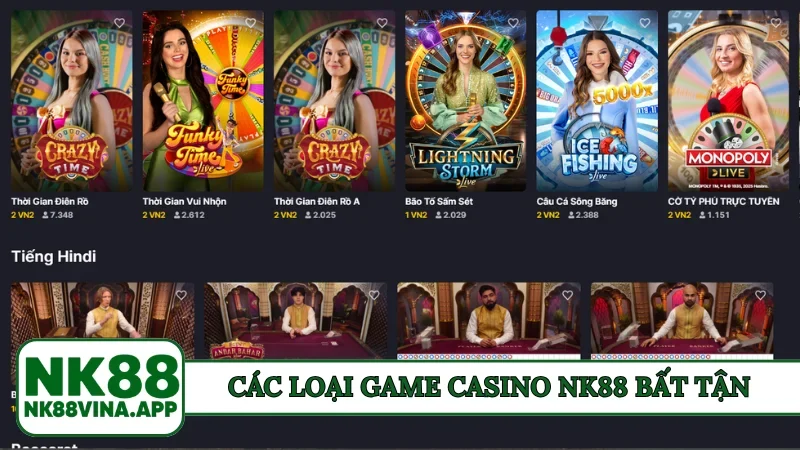 Các loại game casino NK88