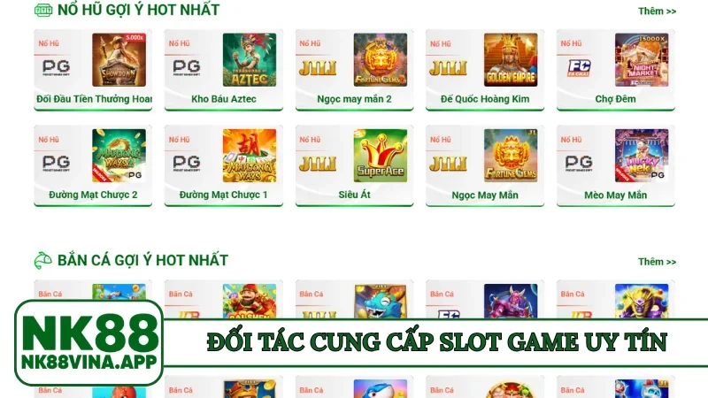 Đối tác cung cấp slot game uy tín