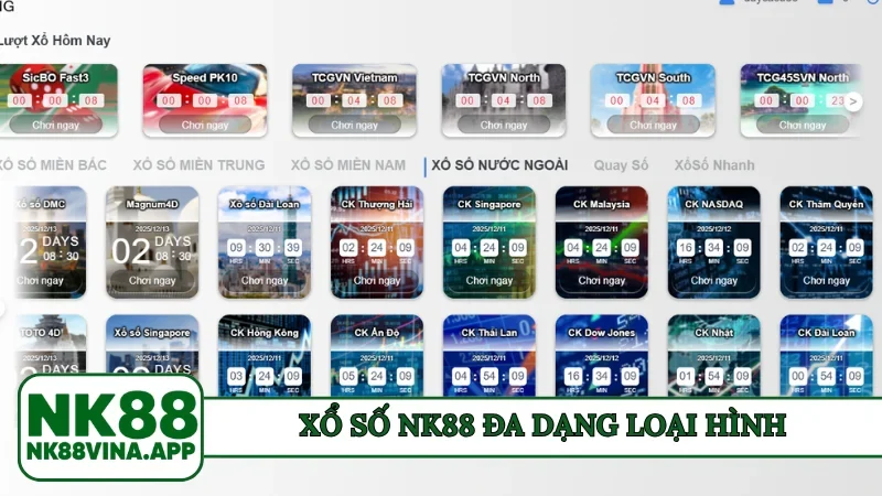 Xổ số NK88 đa dạng loại hình